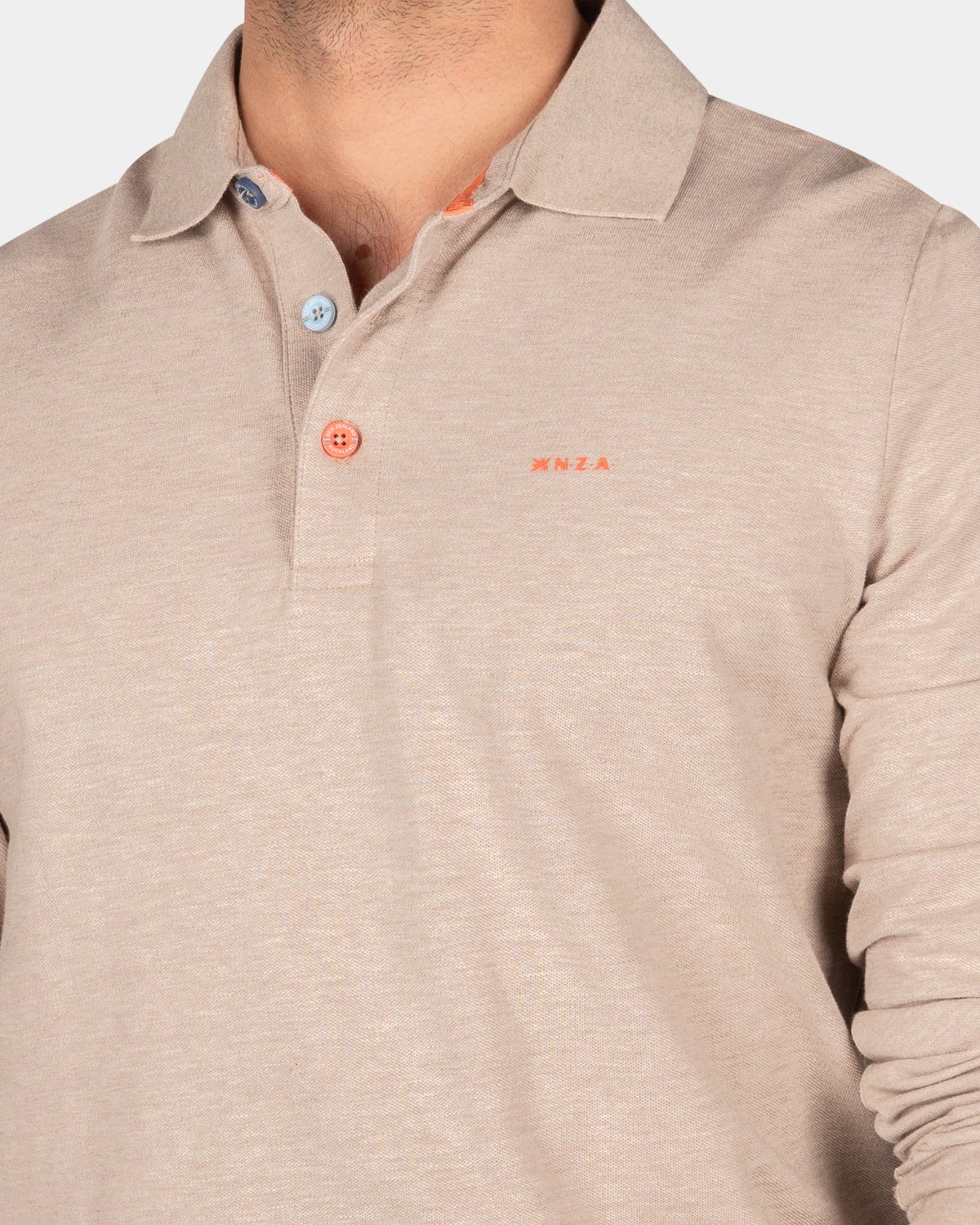 Cotton longsleeve polo - Shimmering Sand