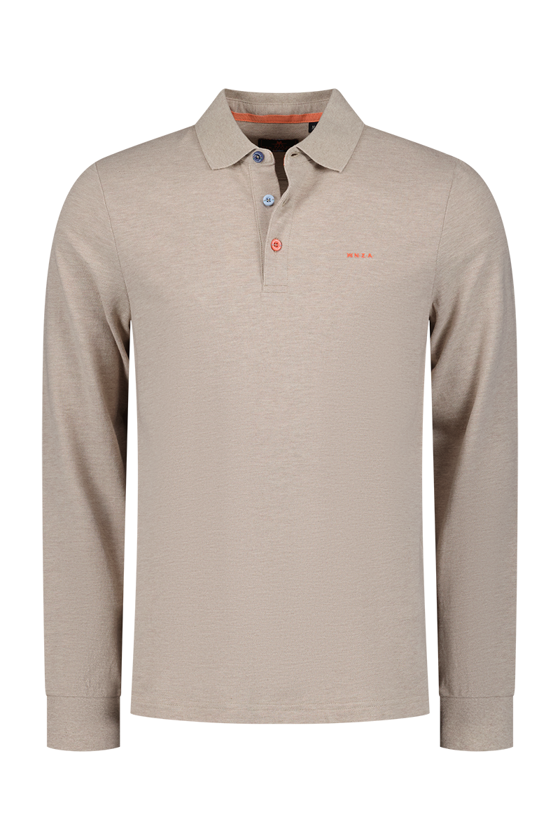 Cotton longsleeve polo - Shimmering Sand