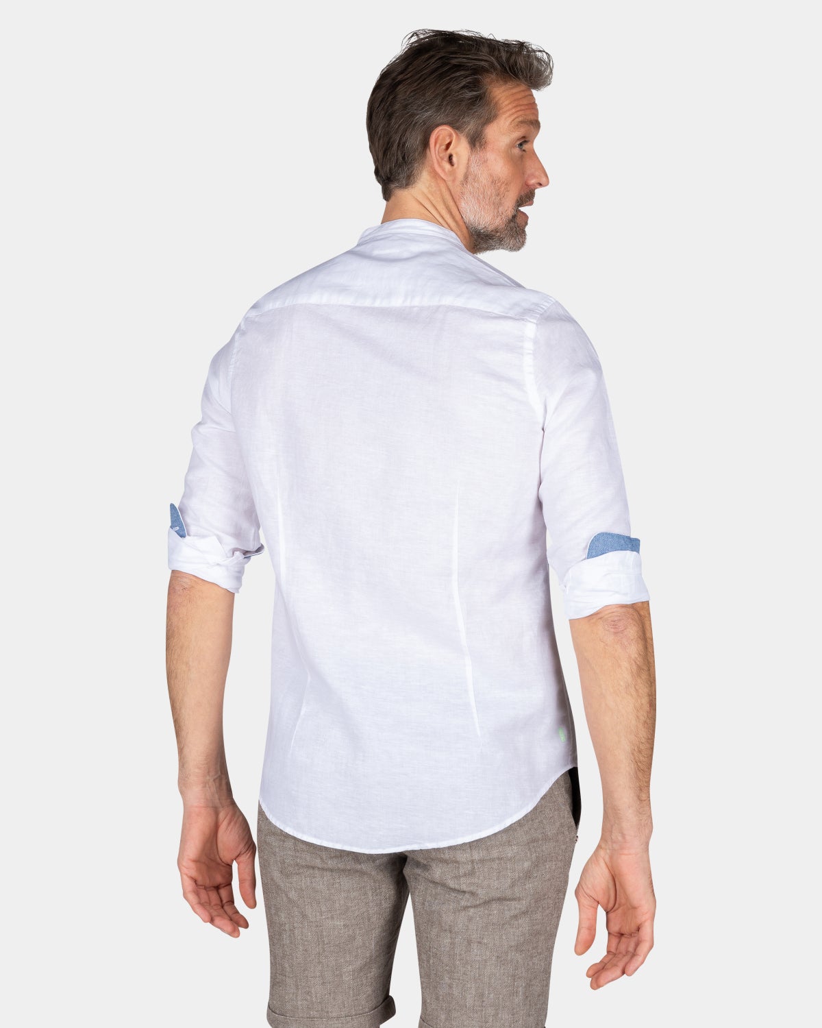 Plain shirt without collar - White