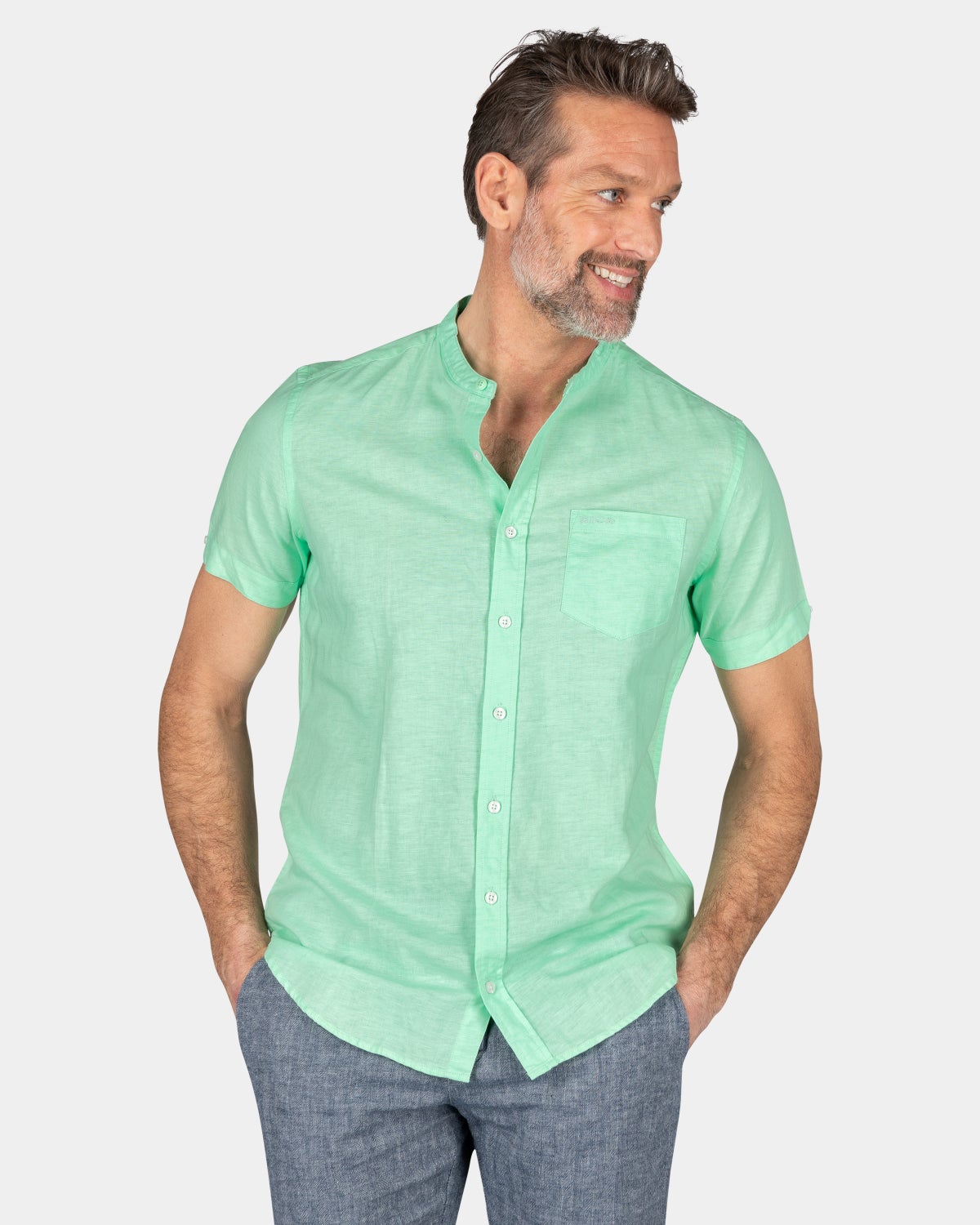 Plain shirt short sleeves - Teal Green