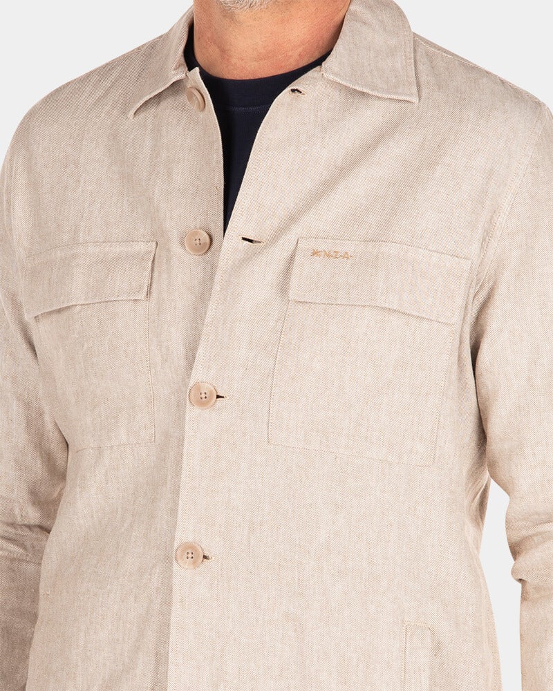 Linen long sleeved overshirt - Shimmering Sand