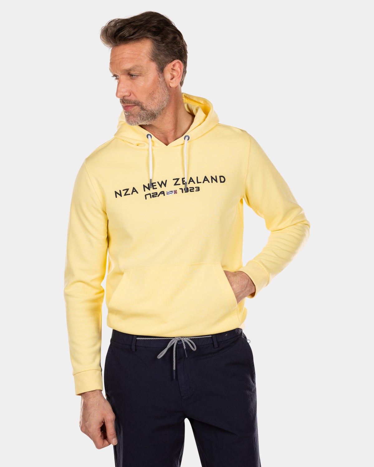 Hooded sweater with print - Iguana yellow