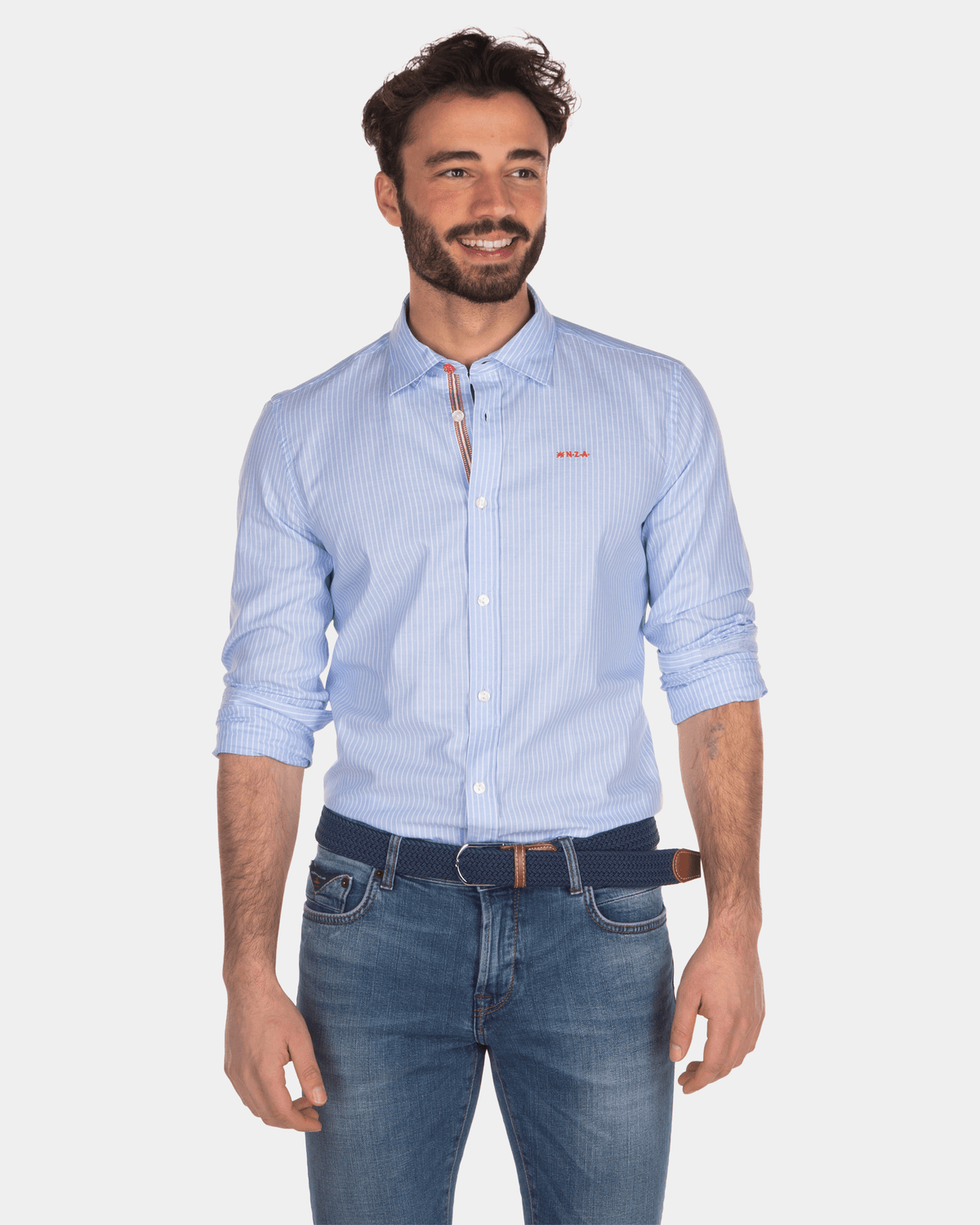 Cotton shirt with thin stripe