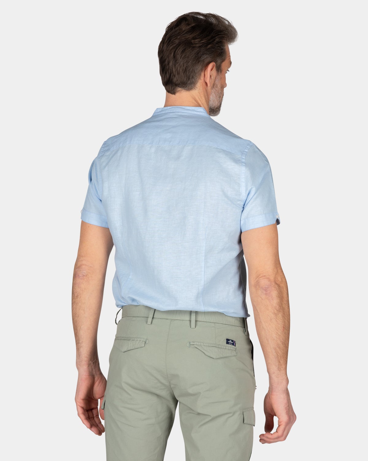 Collarless shirt with short sleeves - Rhythm Blue