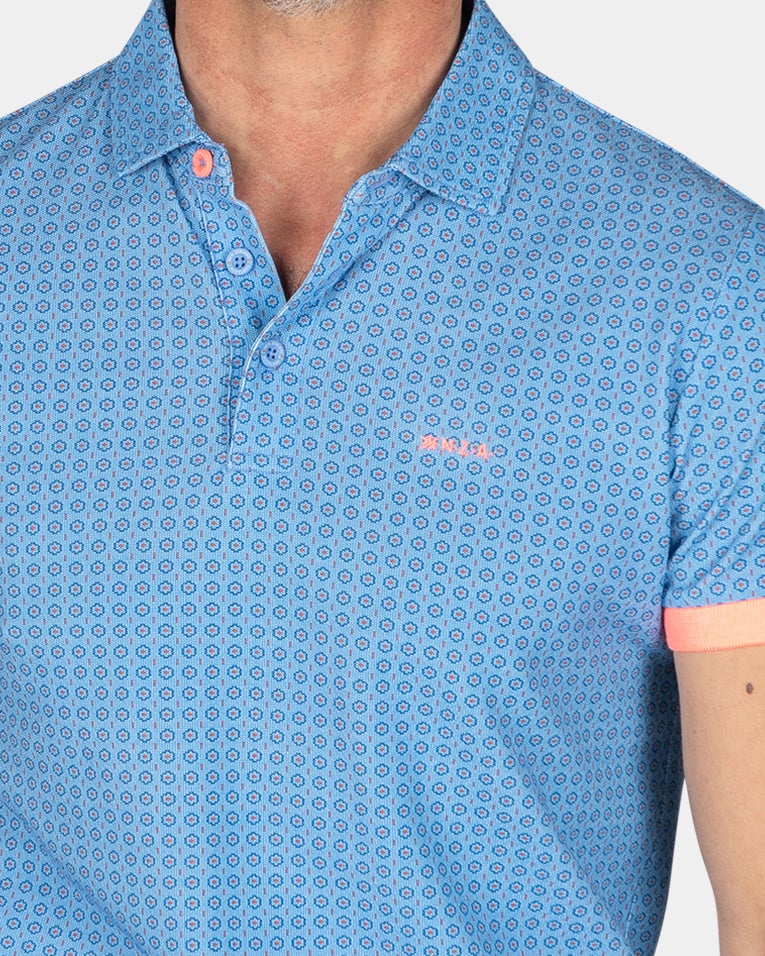 Cotton poloshirt with dots - Bed Blue