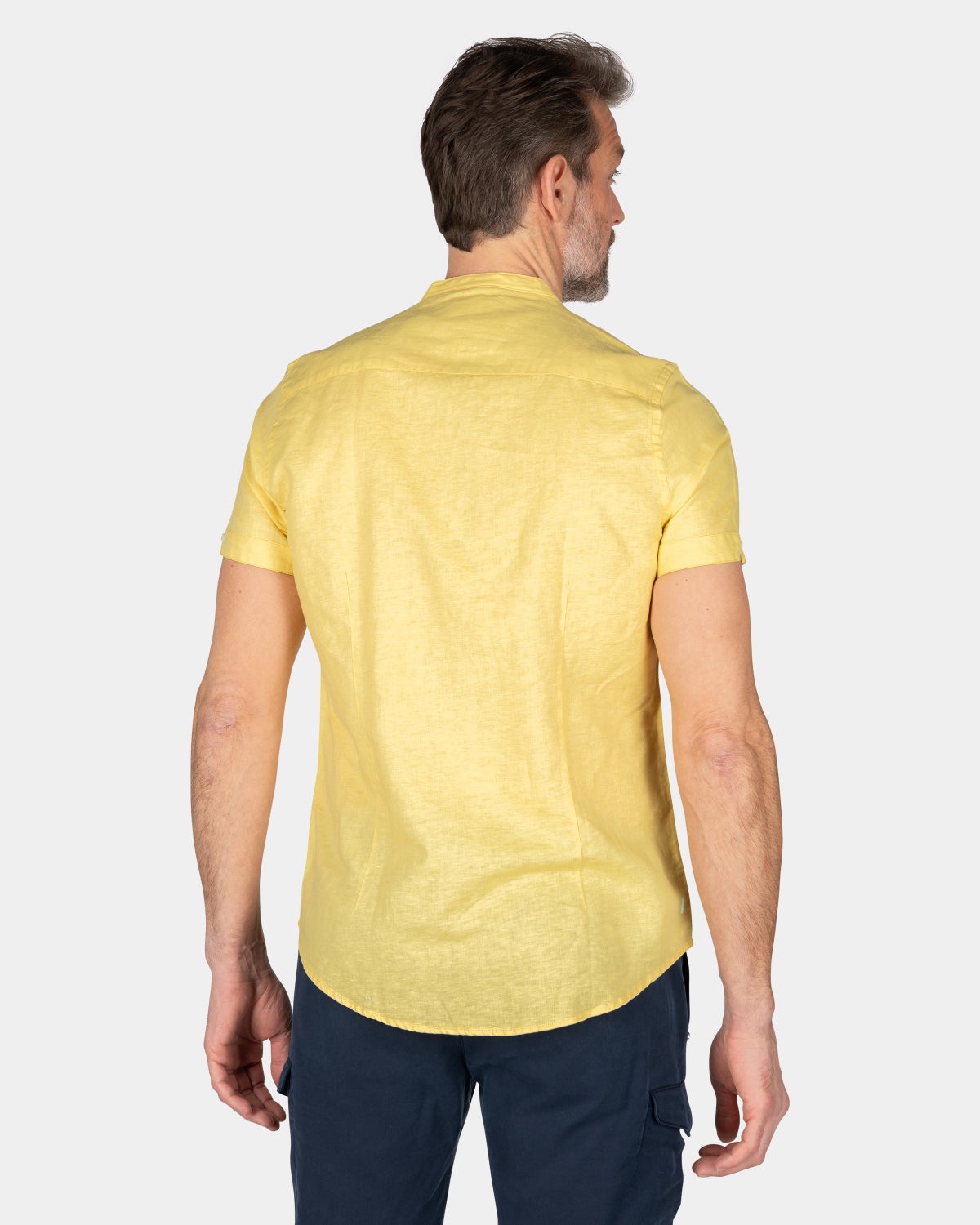 Collarless shirt with short sleeves - Iguana Yellow