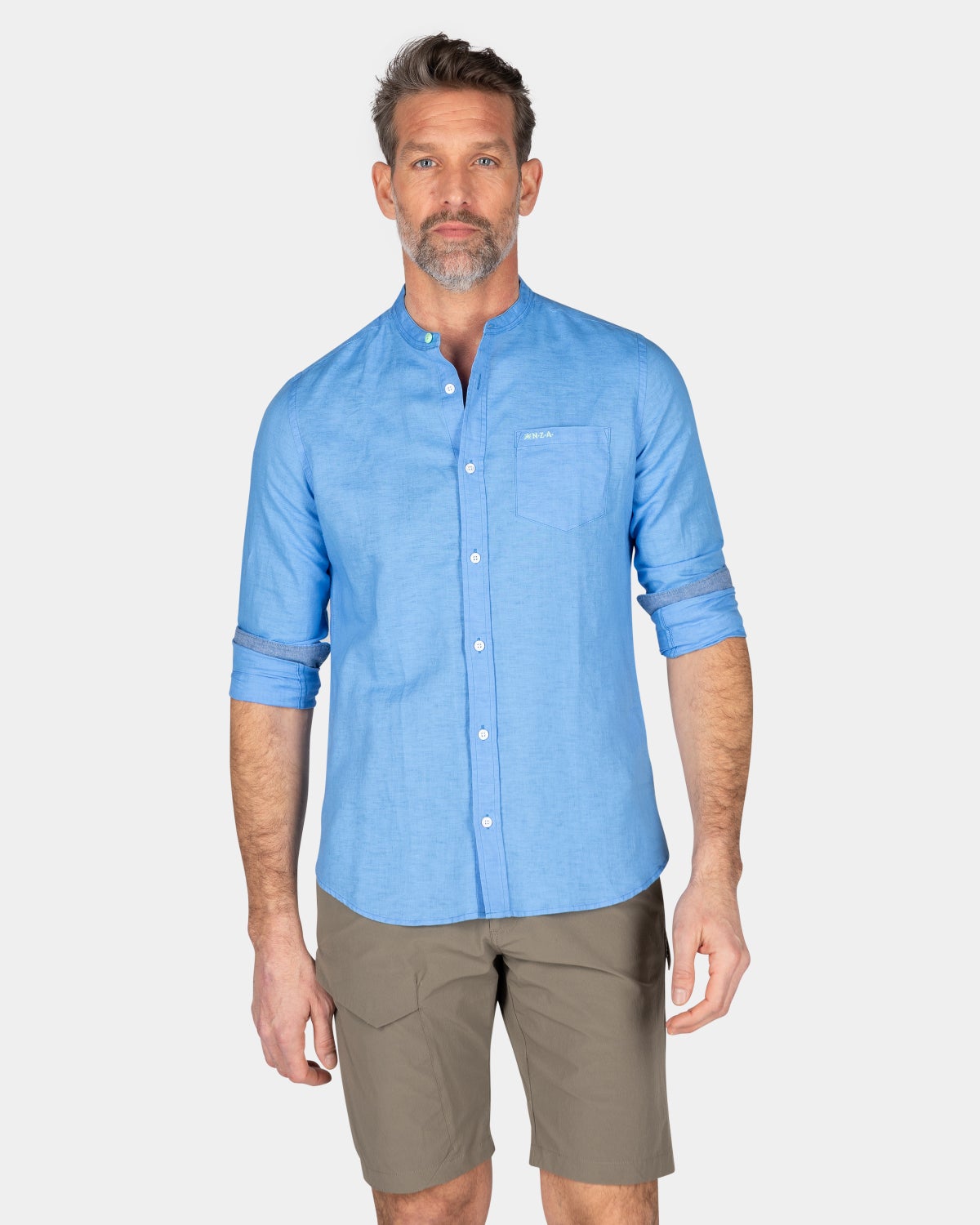 Plain shirt without collar - Bed Blue