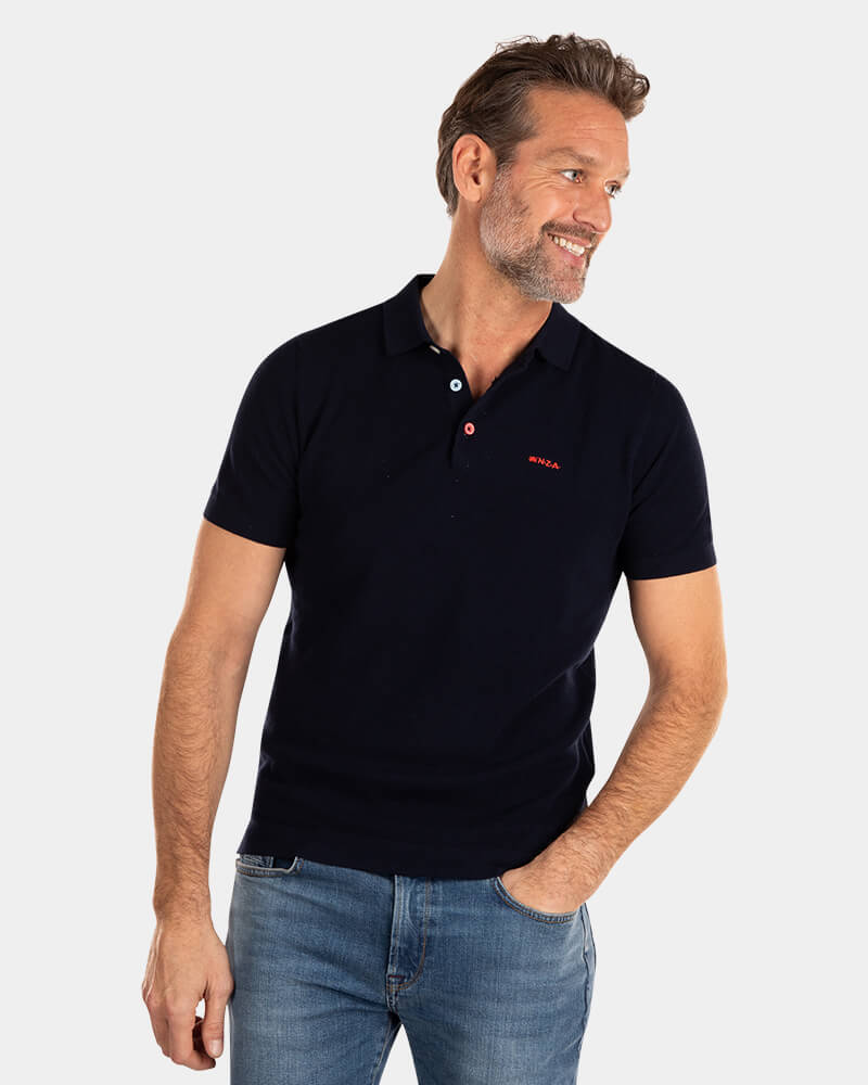 Solid coloured short sleeved polo shirt - Traditional Navy