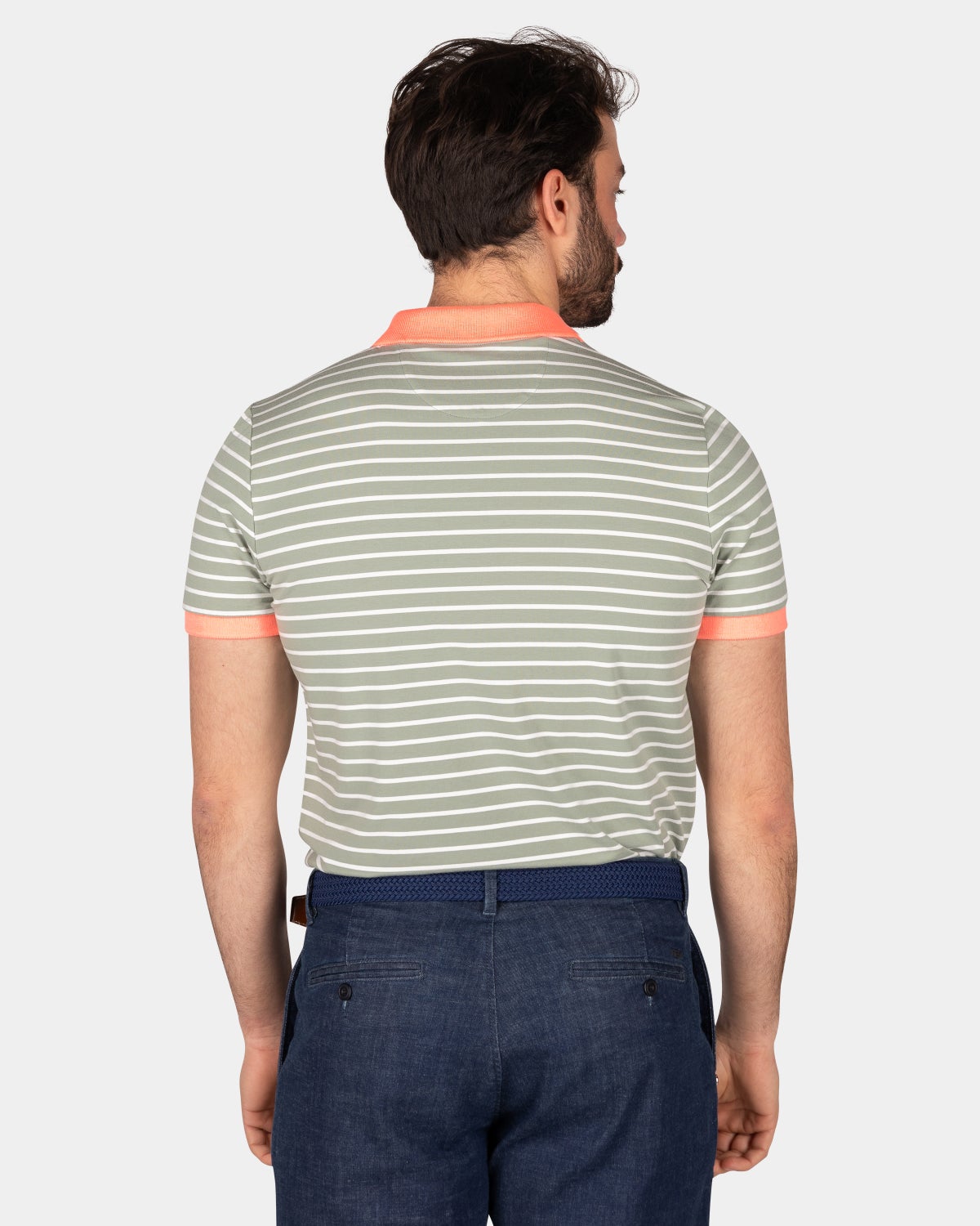 Striped polo with stretch - Mellow Army