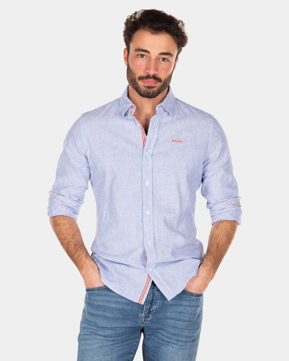 Cotton longsleeved shirt - Rhythm Blue