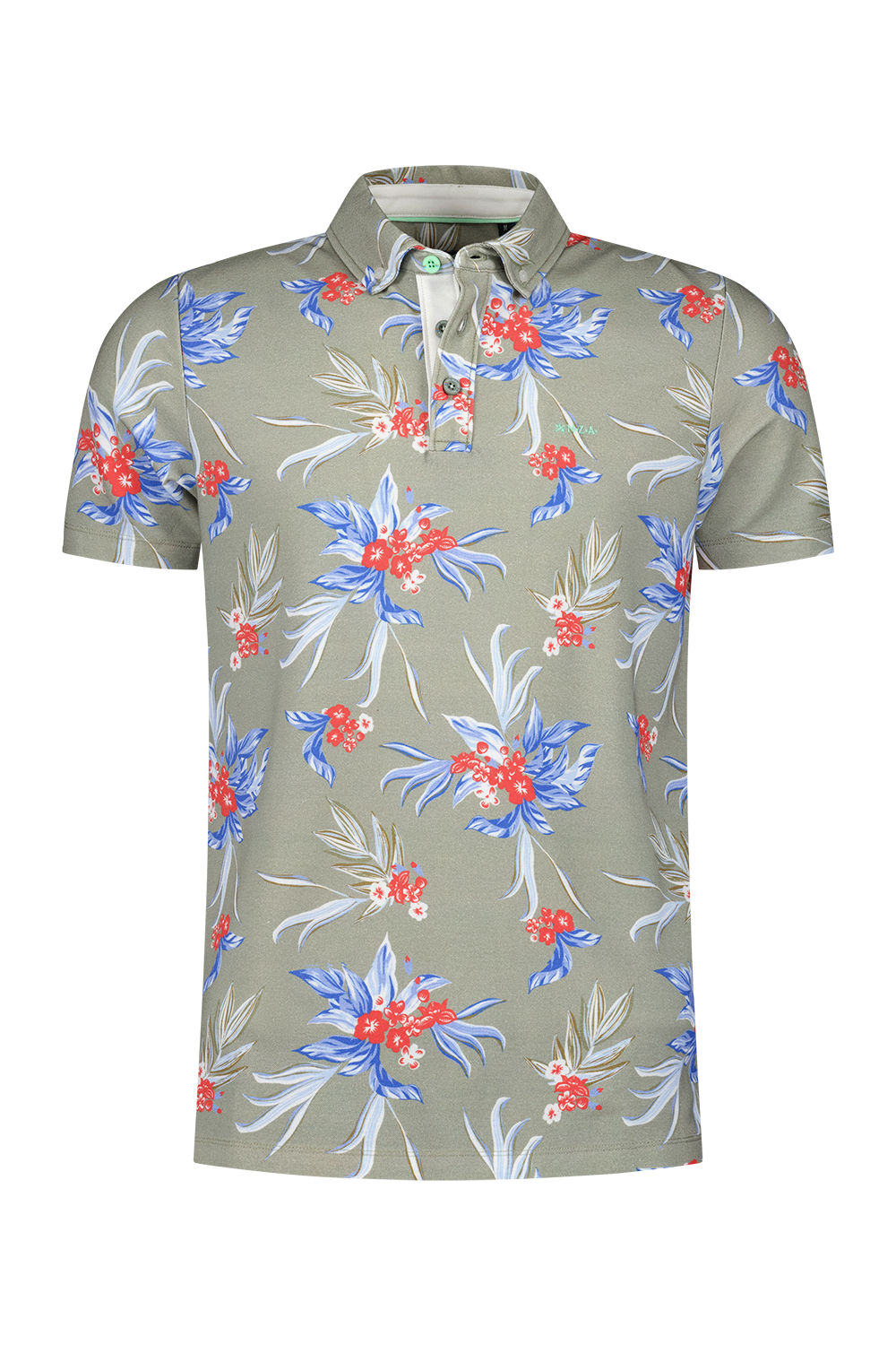 Green polo with flower print - Misty Army