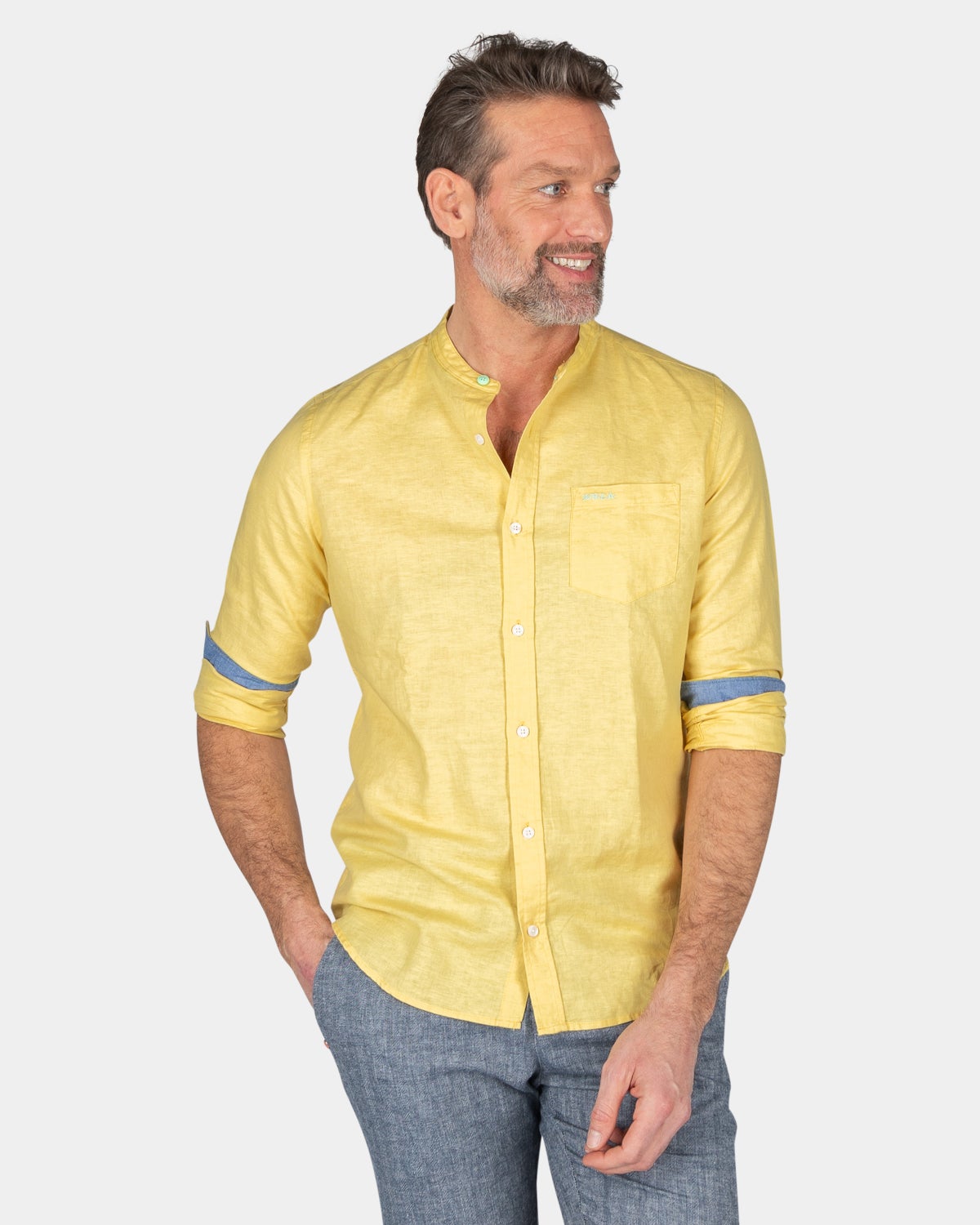 Plain shirt without collar - Iguana Yellow