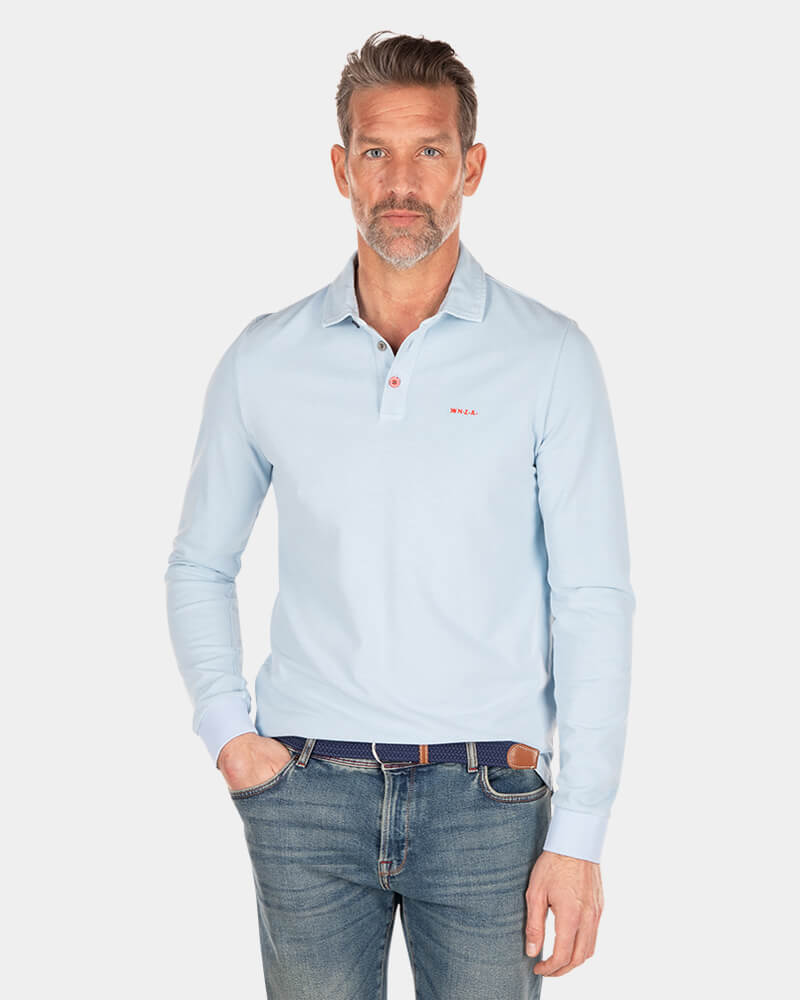 Solid coloured long sleeved polo - Universal Blue