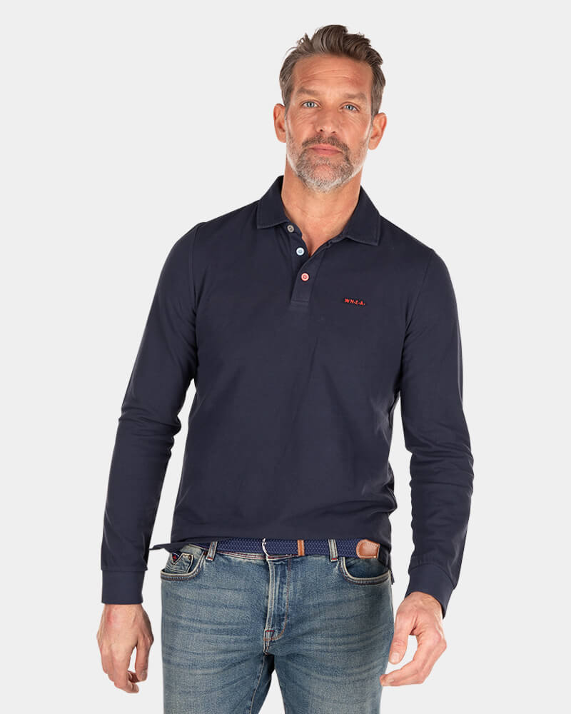 Solid coloured long sleeved polo - Traditional Navy