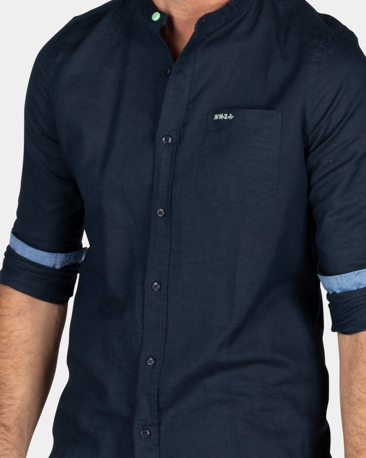 Plain shirt without collar - Traditional Navy