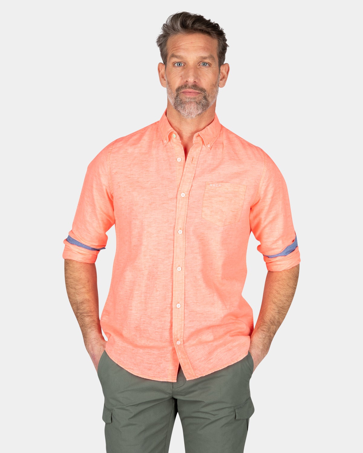 Plain linen shirt in many colors - Fury Pink