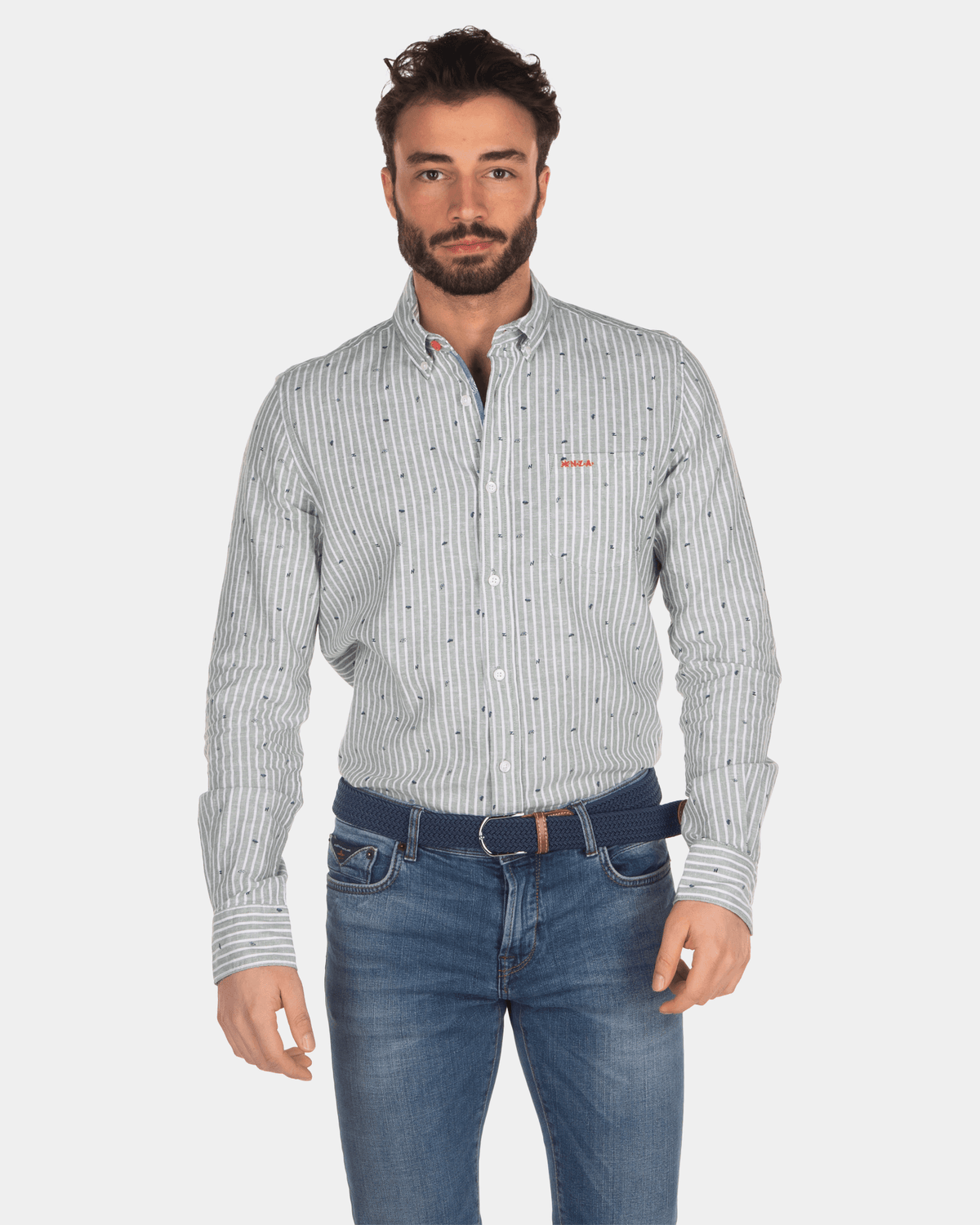 Linen and cotton shirt with stripes 