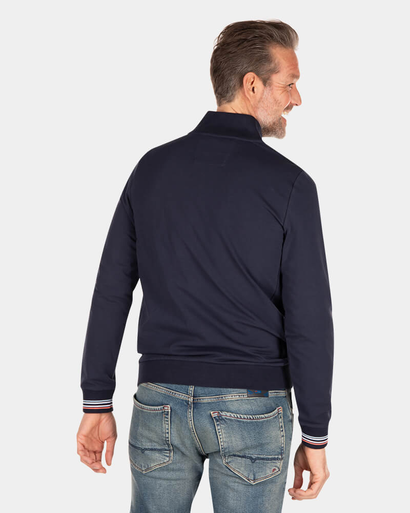 Stretch cardigan with accent tipping - Traditional Navy