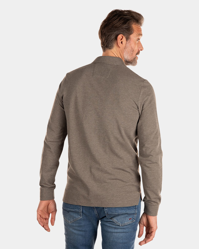 Grey cotton long sleeved polo  - Misty Army