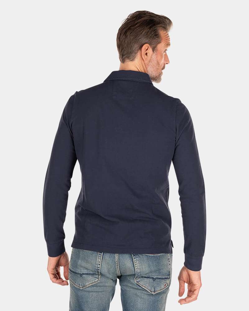 Solid coloured long sleeved polo - Traditional Navy