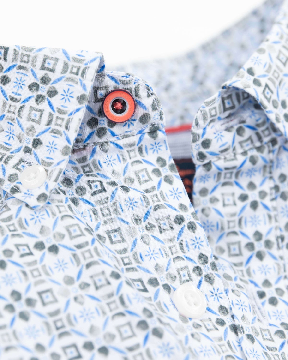 Blue cotton shirt with all over print - Ecru Multicolour
