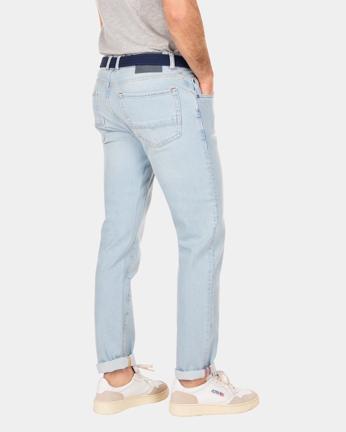 Light blue 5-pocket stretch jeans - Bleach Denim