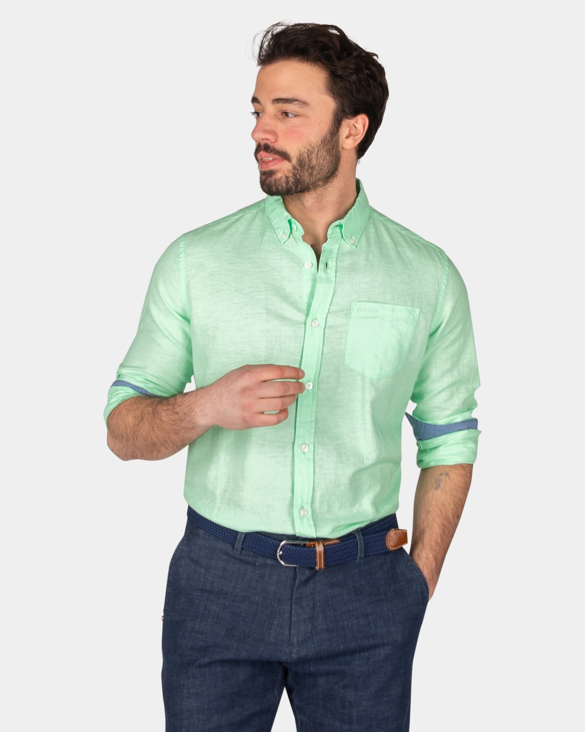 Plain linen shirt in many colors - Teal Green