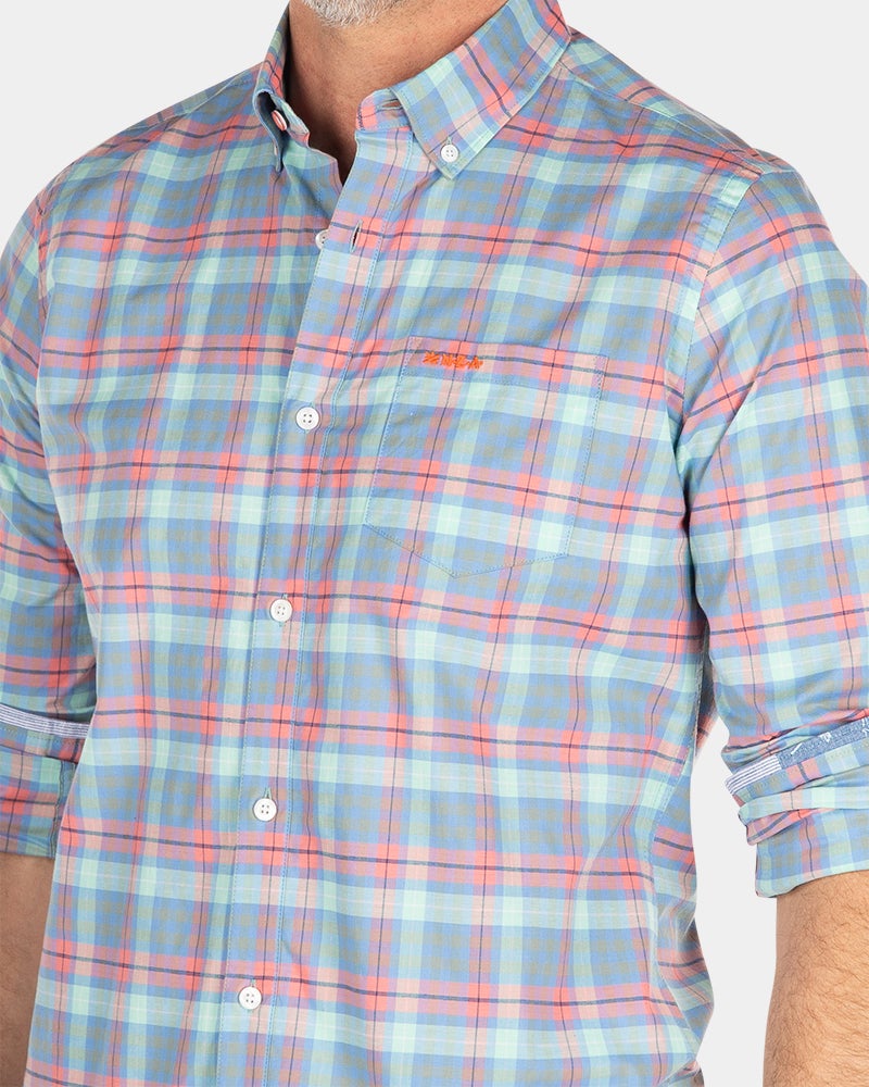 Cotton checkered shirt - Blue Multicolour