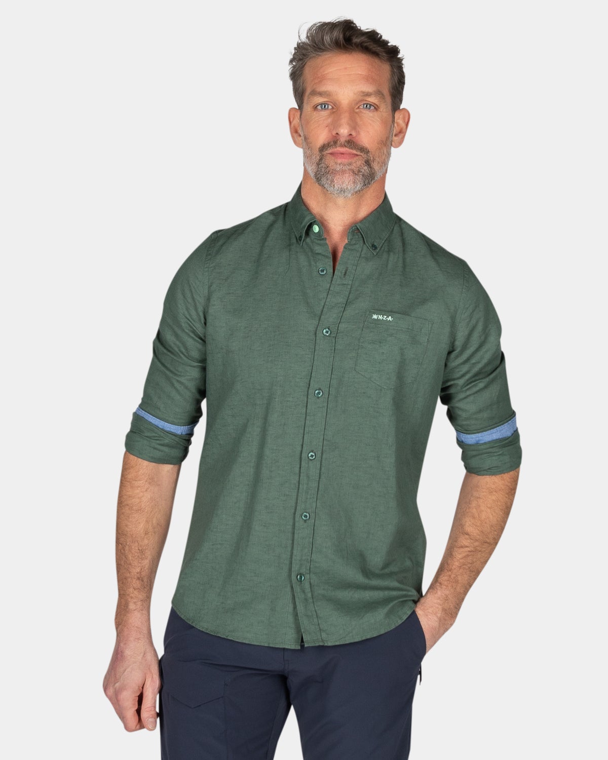 Plain linen shirt  - Chalk Green