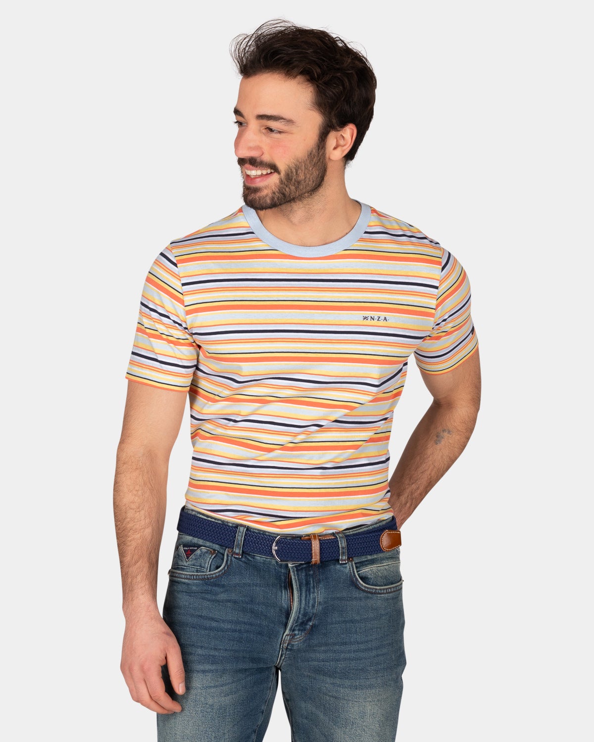 Round neck striped t-shirt - Blue Multicolour