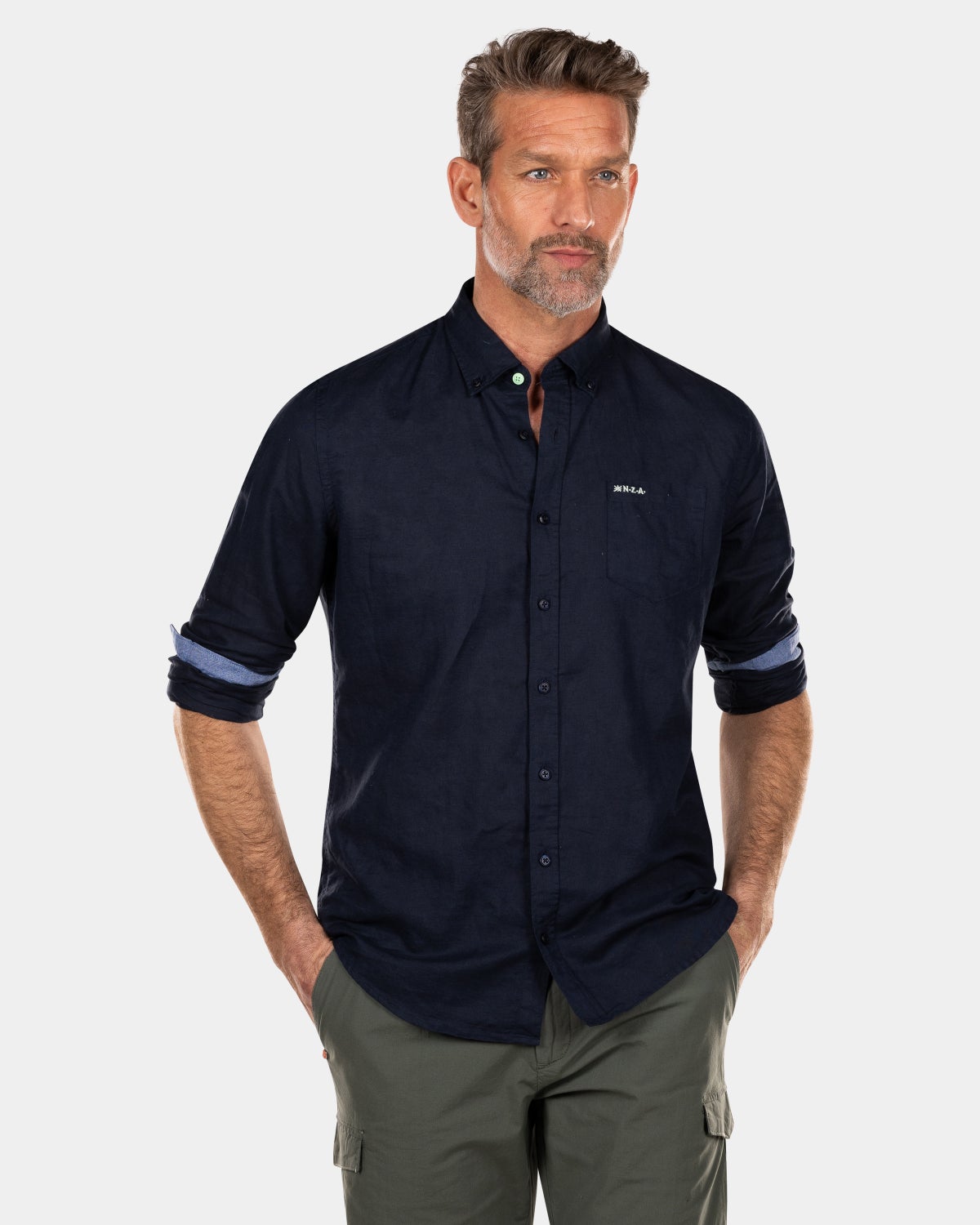 Plain linen shirt in many colors - Traditional Navy