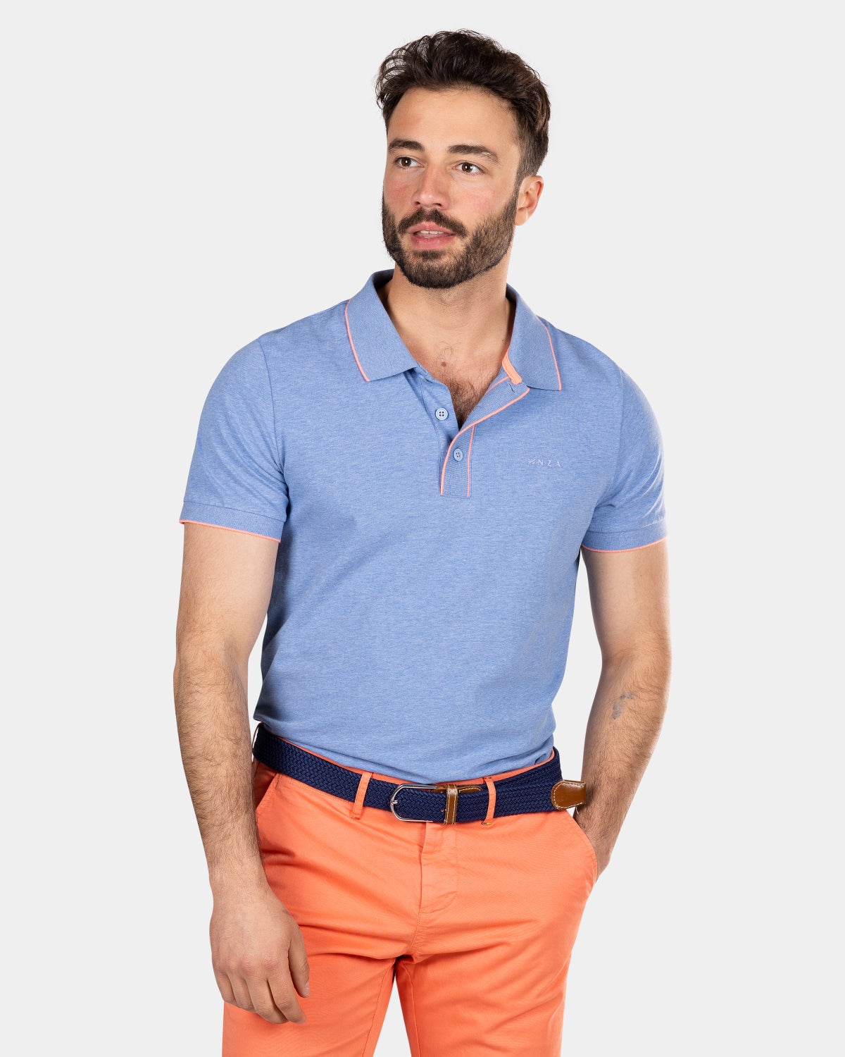 Plain polo with stretch - Bed Blue