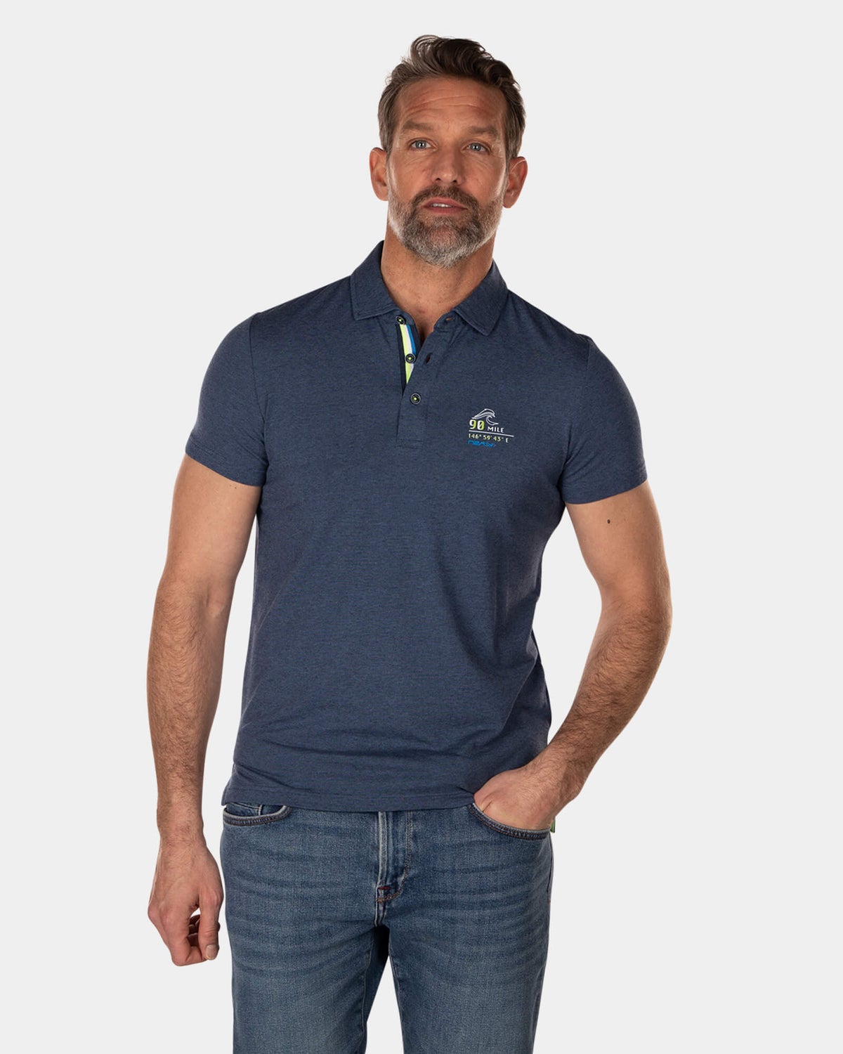Solid coloured modal and cotton polo shirt - High Summer Navy