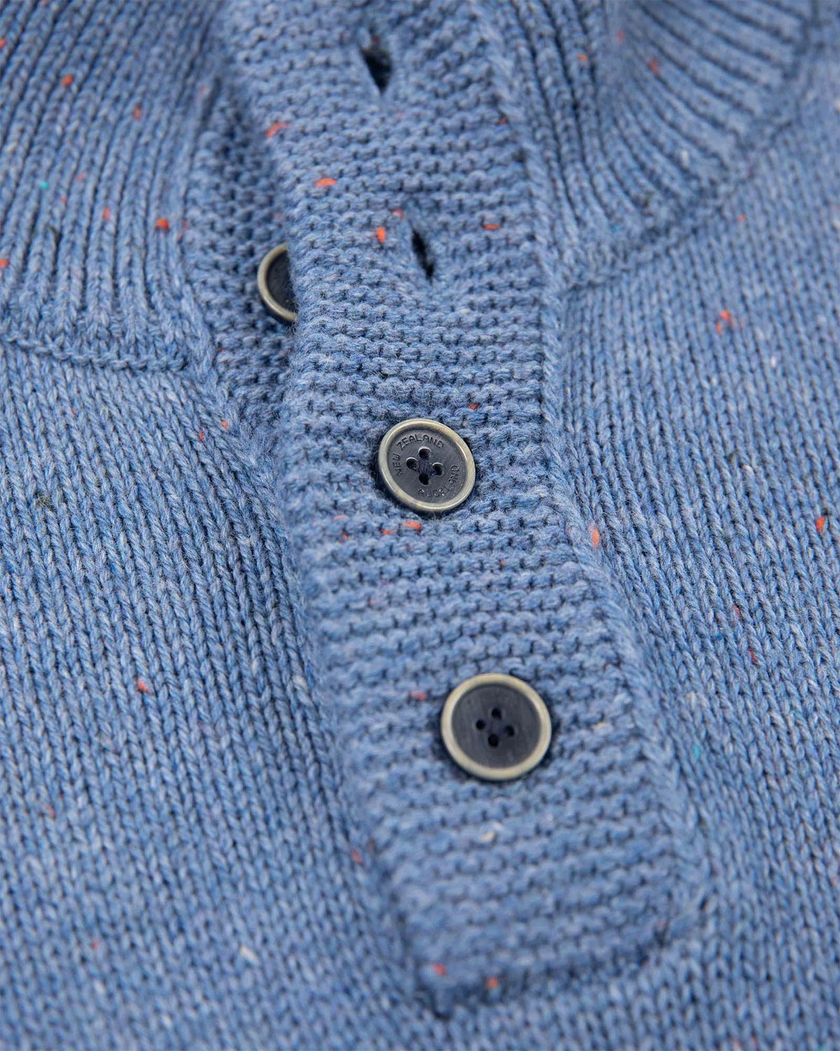 Half buttoned plain pullover - Cloudy Blue