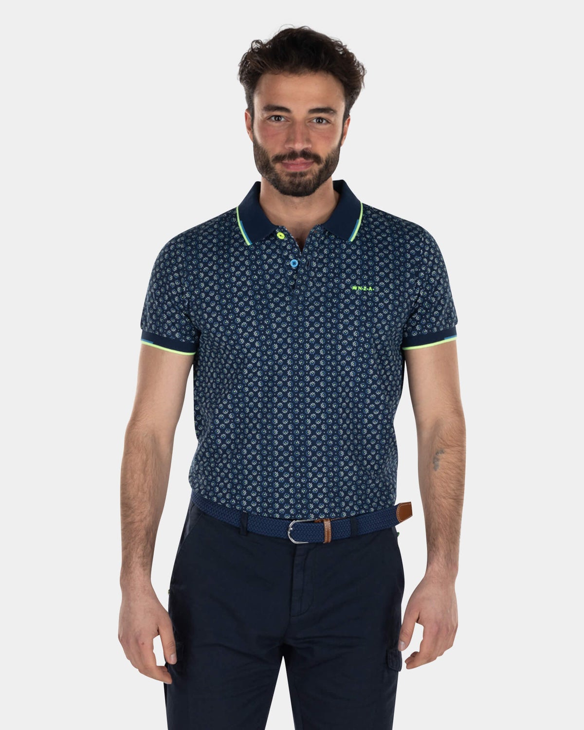 Cotton polo shirt with dots - High Summer Navy