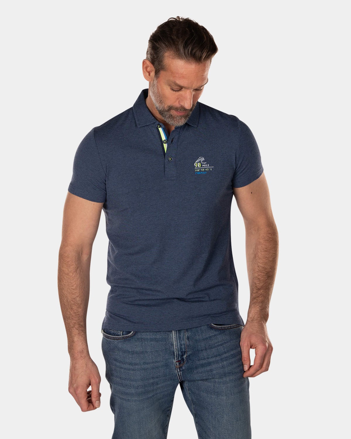 Solid coloured modal and cotton polo shirt - High Summer Navy