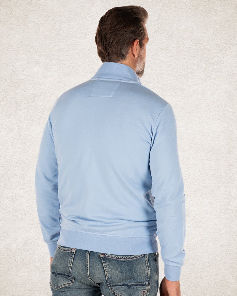 Solid coloured cotton stretch cardigan Pale Blue