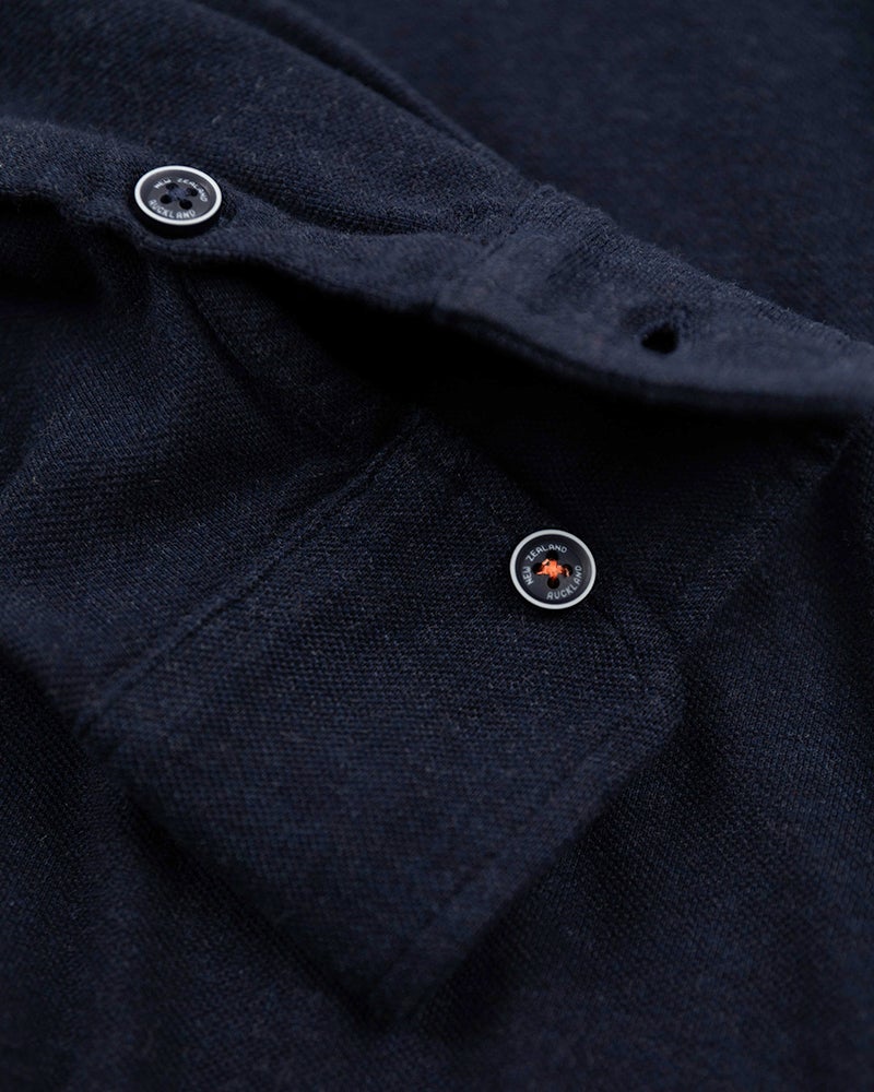 Navy cotton long sleeved shirt - Pitch Navy