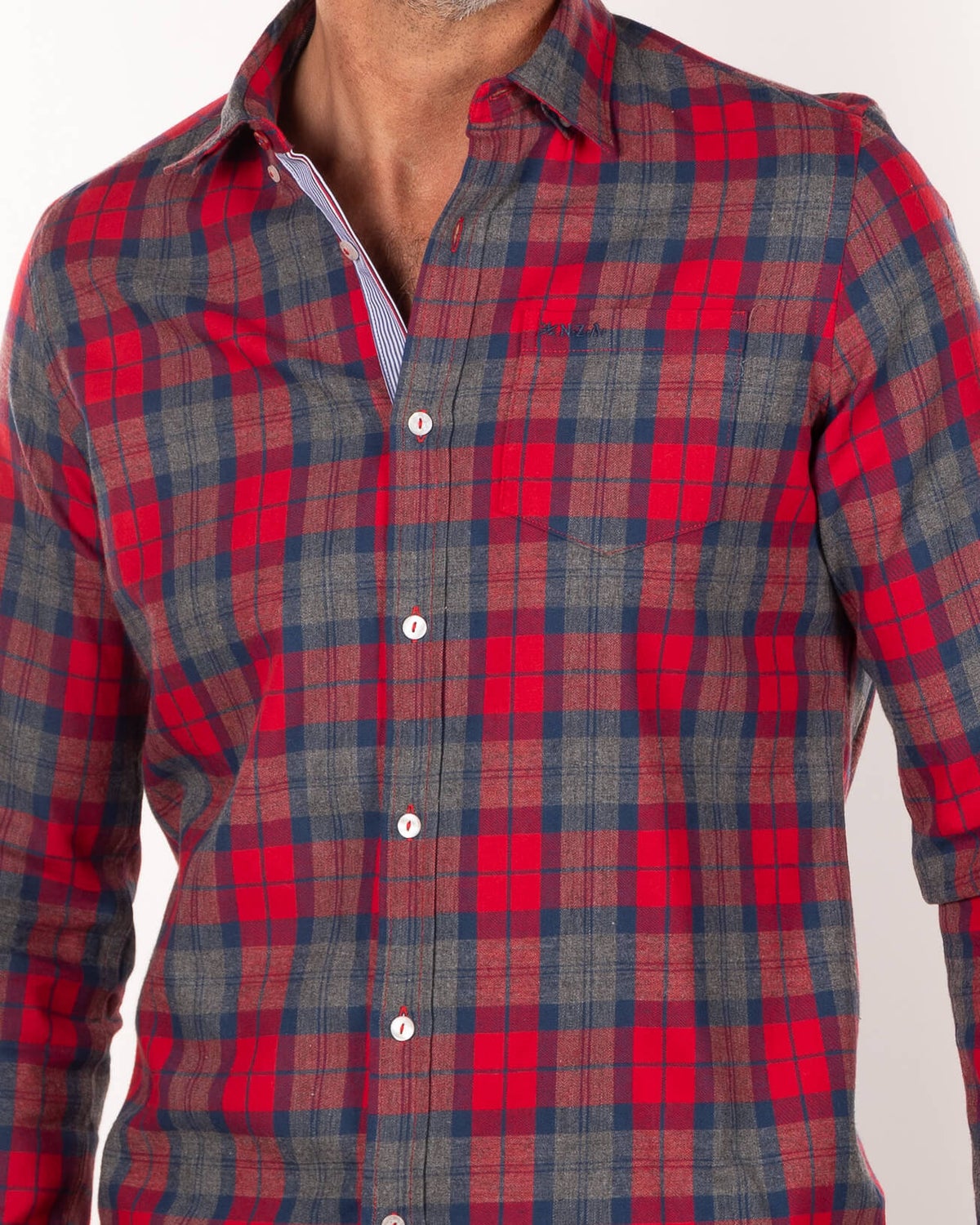 Red and black cotton flannel shirt - Carmine red