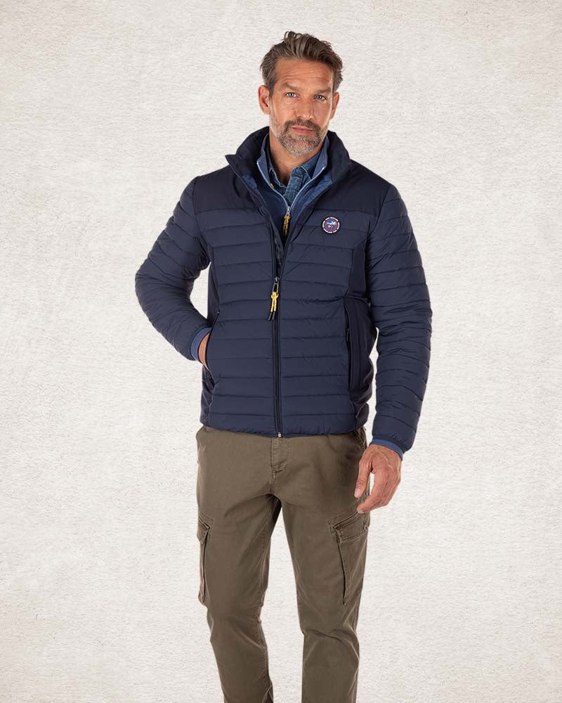 Padded solid coloured winter jacket - Charcoal Navy