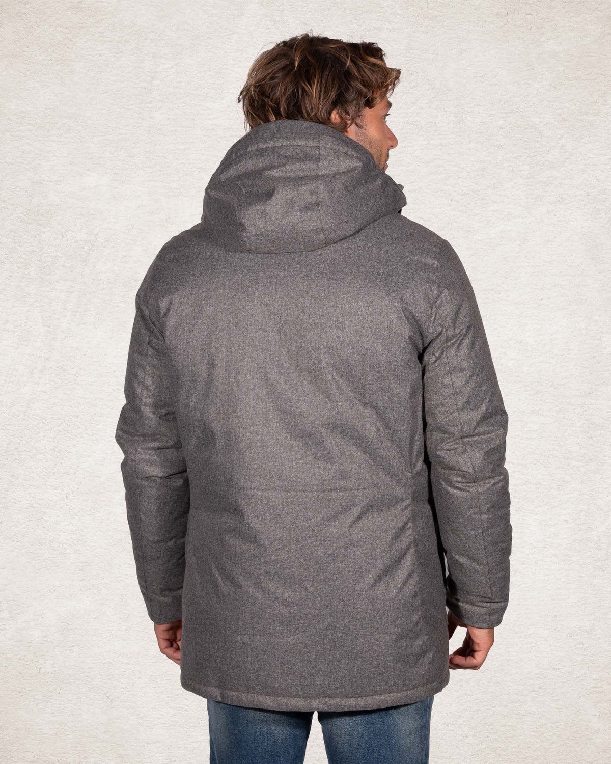 Canvas hooded parka jacket - Tar grey