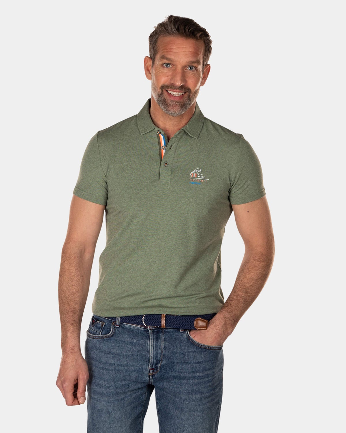 Solid coloured modal and cotton polo shirt - High Summer Army