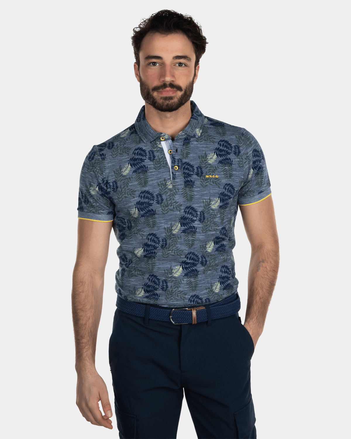 Cotton Printed Polo shirt Dark Blue - Key Navy