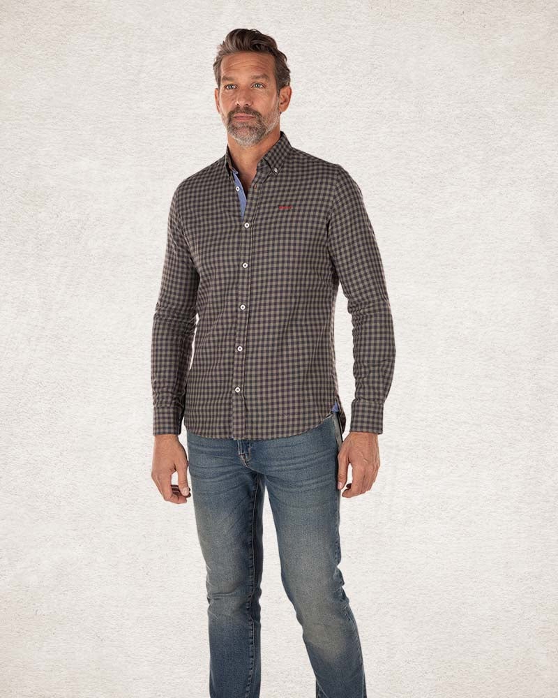 Checkered cotton flannel shirt - Army Ground