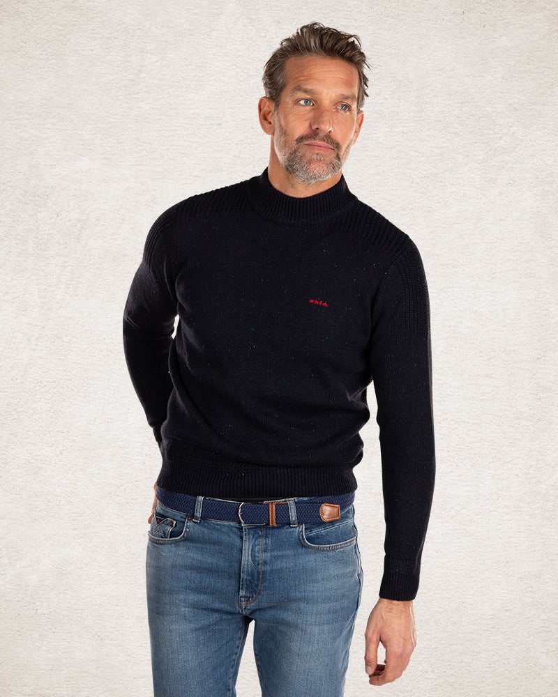 Knitted solid coloured turtleneck - Pitch navy