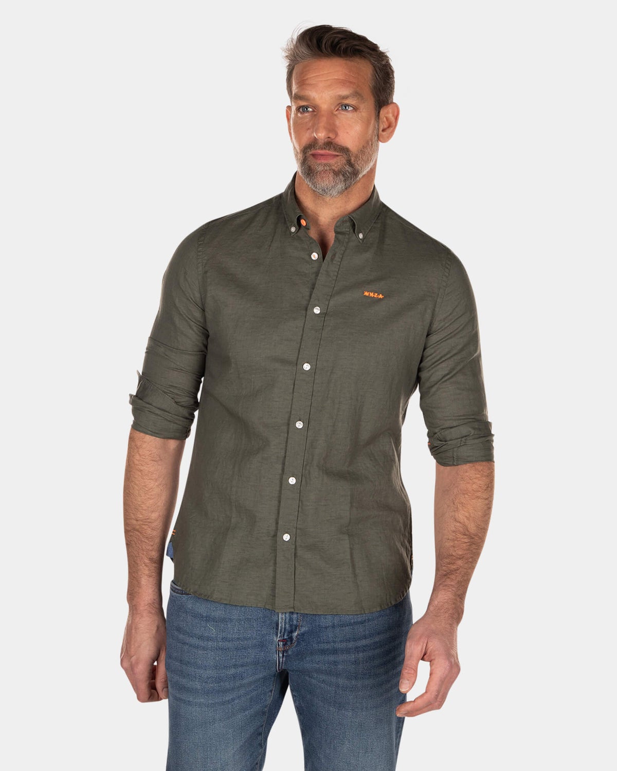 Plain linen shirt with long sleeves - High Summer Army