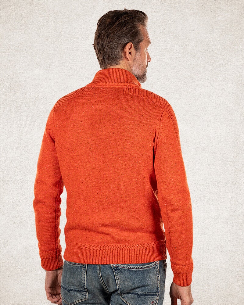 Half buttoned plain pullover - Ginger Orange