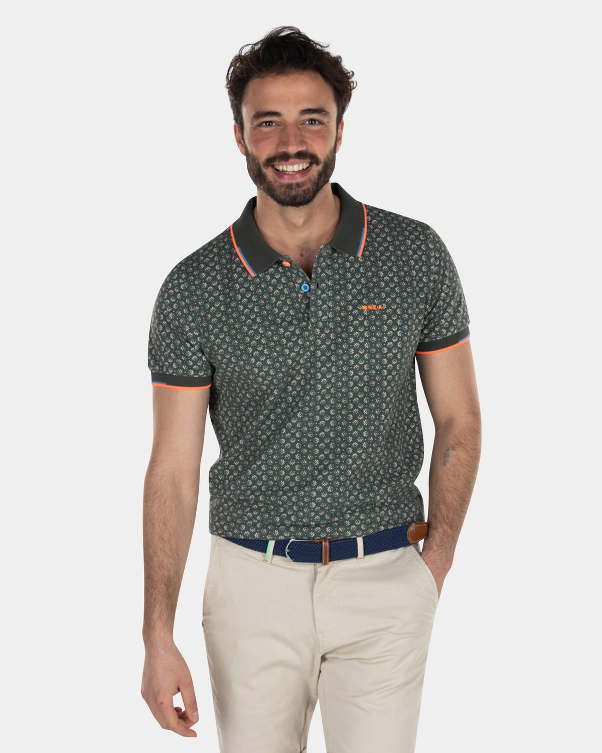 Cotton polo shirt with dots - High Summer Army