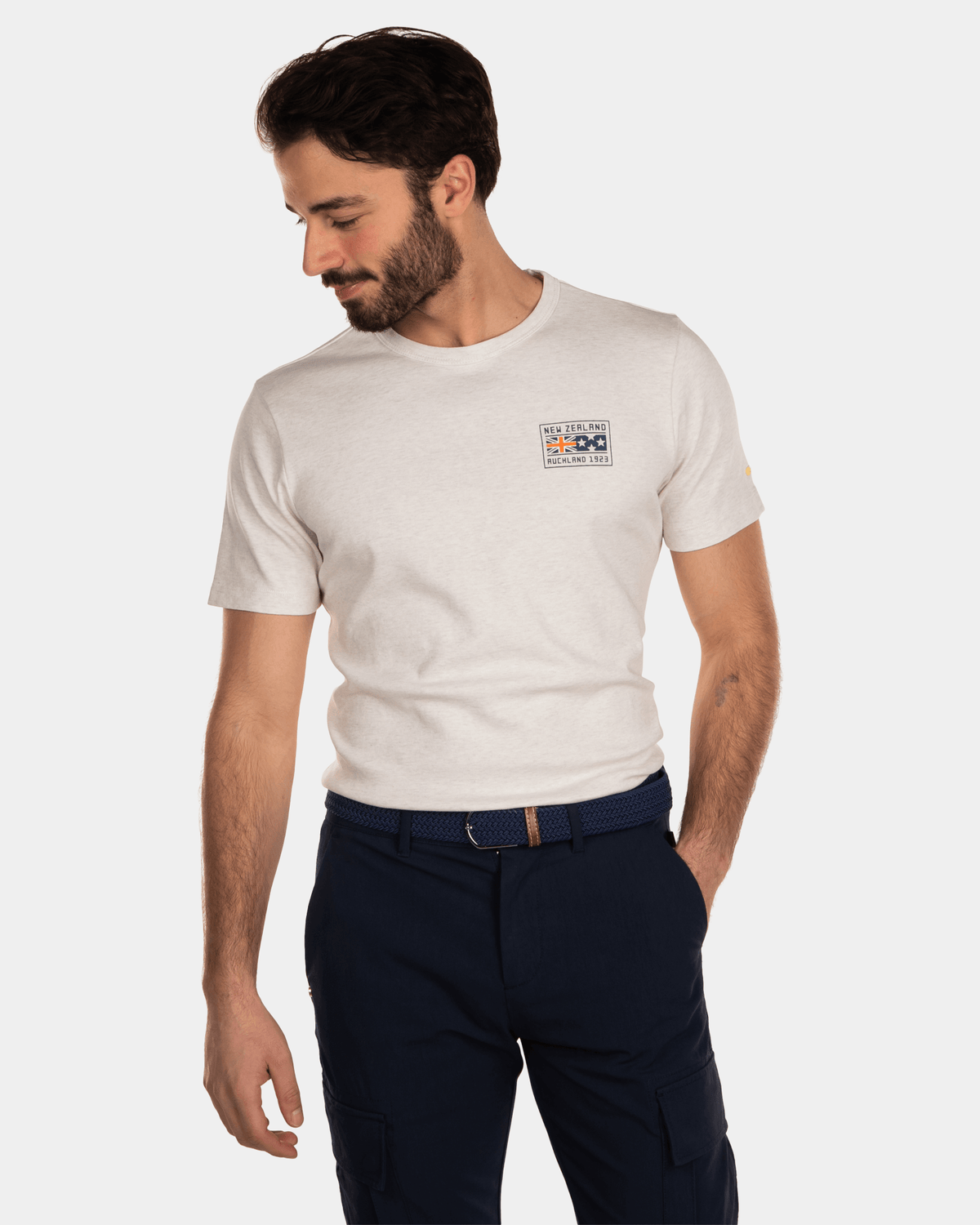 Cotton plain crew neck t-shirt - Cream