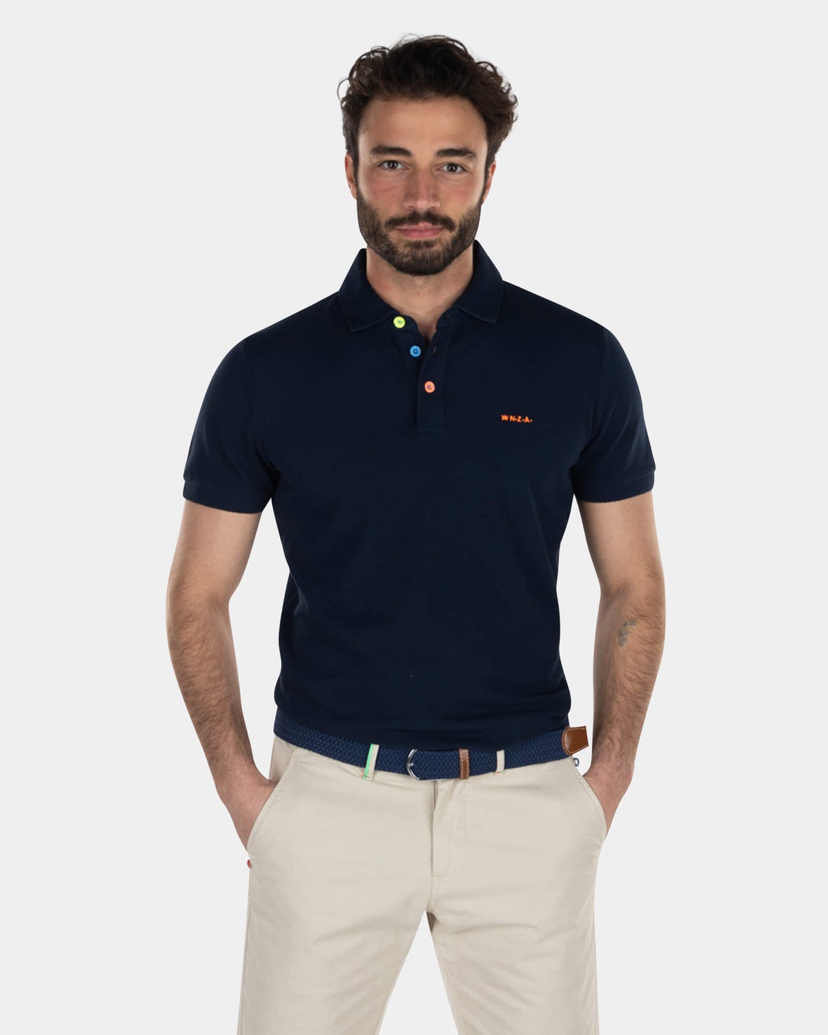 Cotton basic polo shirt - High Summer Navy